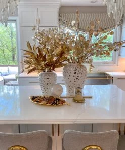 Inspire Me! Home Decor White Leaf Pattern Ginger Jar (2 Sizes)