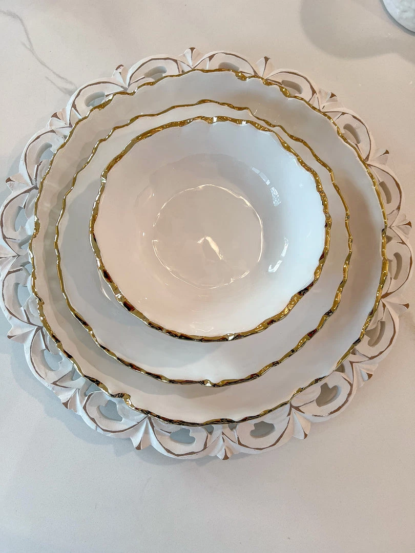 Inspire Me! Home Decor White And Gold Ombre Dinner Set