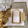 Inspire Me! Home Decor Marble Coasters W/ Gold Trim And Tray Set