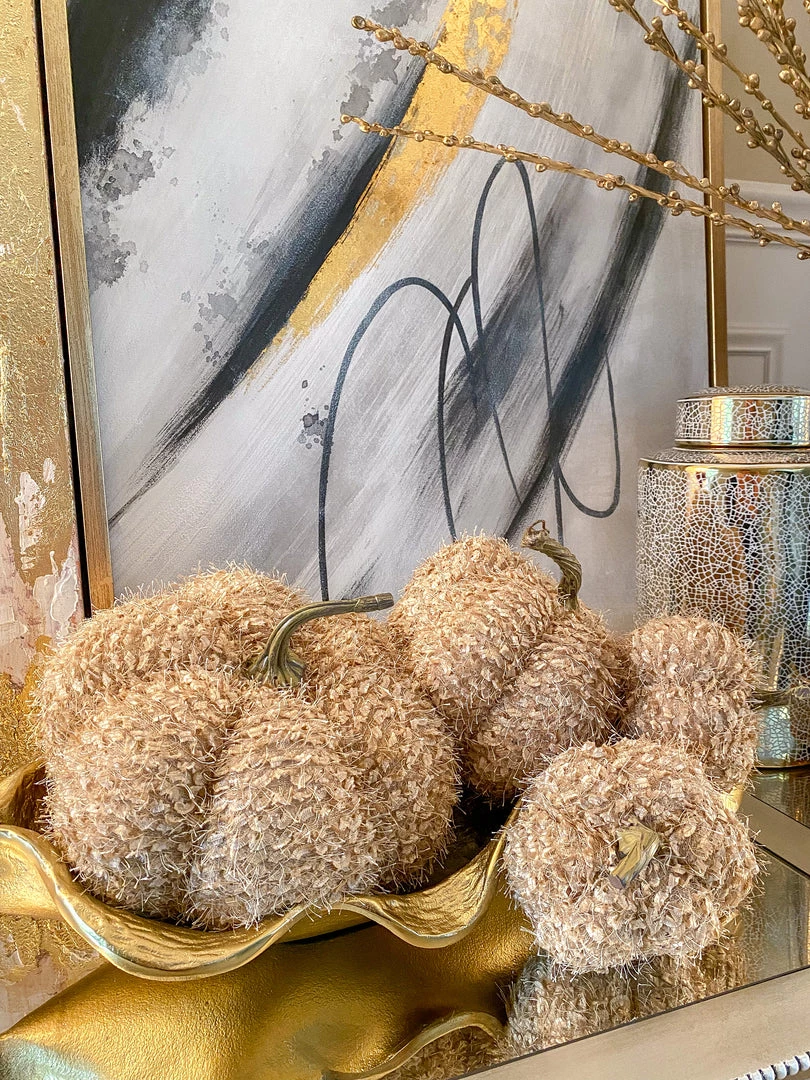 Inspire Me! Home Decor SEASONAL Beige Fringe Pumpkin (3 Sizes)