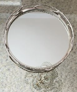 Inspire Me! Home Decor Silver Mirrored Leaf Tray