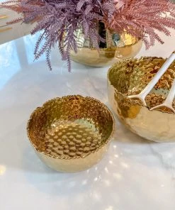 Inspire Me! Home Decor Hammered Porcelain Gold Bowl (2 Sizes)