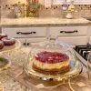 Inspire Me! Home Decor Gold Leaf Detailed Cake Plate W/ Textured Glass Dome