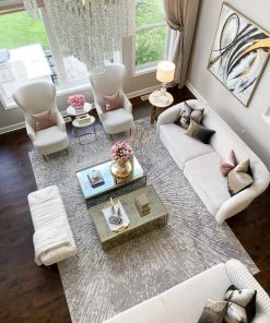 Nourison Metallic Abstract Area Rug Style 1 - Grey/Mocha (4 Sizes)