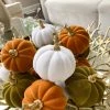 Inspire Me! Home Decor White Velvet Mini Pumpkin With Gold Stem