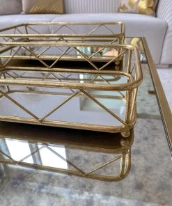Inspire Me! Home Decor Set Of 2 Gold Mirrored Trays