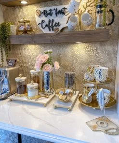 Inspire Me! Home Decor White Marble Tray W/ Gold Textured Edge (2 Size)