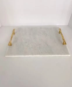 Inspire Me! Home Decor Gold Handle Marble Tray