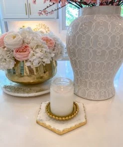 Inspire Me! Home Decor Marble Hexagon Trivet W/ Gold Edge