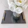 Inspire Me! Home Decor Black Marble Tray W/ Coil Handles And Knife
