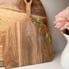 Inspire Me! Home Decor Flat Edge Wood Charcuterie Board With Leaf Design