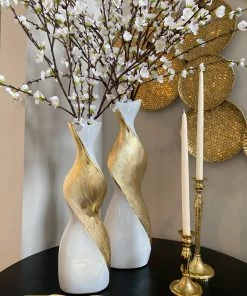 Inspire Me! Home Decor Gold And White Twisted Vase (2 Sizes)