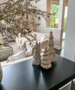 Inspire Me! Home Decor Tall Mercury Glass Tree With Glitter Gold