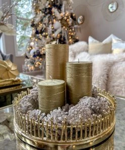 Inspire Me! Home Decor Golden Swirl Candle (3 Sizes)