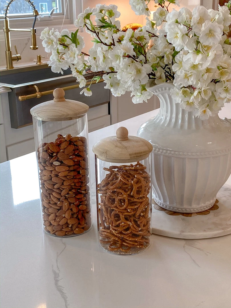 Inspire Me! Home Decor Glass Jars With Wooden Lids (2 Sizes) KITCHEN