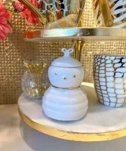Inspire Me! Home Decor White Honey Bee Jar With Wood Dipper