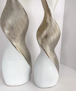 Inspire Me! Home Decor Silver And White Twisted Vase (2 Sizes)