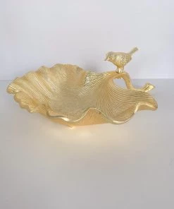 Inspire Me! Home Decor Large Gold Leaf Bowl W/ Bird