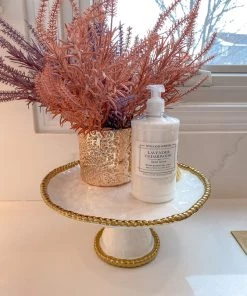 Inspire Me! Home Decor Gold And White Beaded Cake Stand