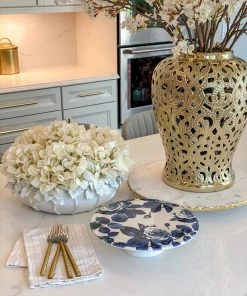 Inspire Me! Home Decor White Floral Ceramic Bowl