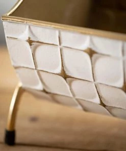 Inspire Me! Home Decor Indoor/Outdoor Gold And White Planters (2 Sizes)