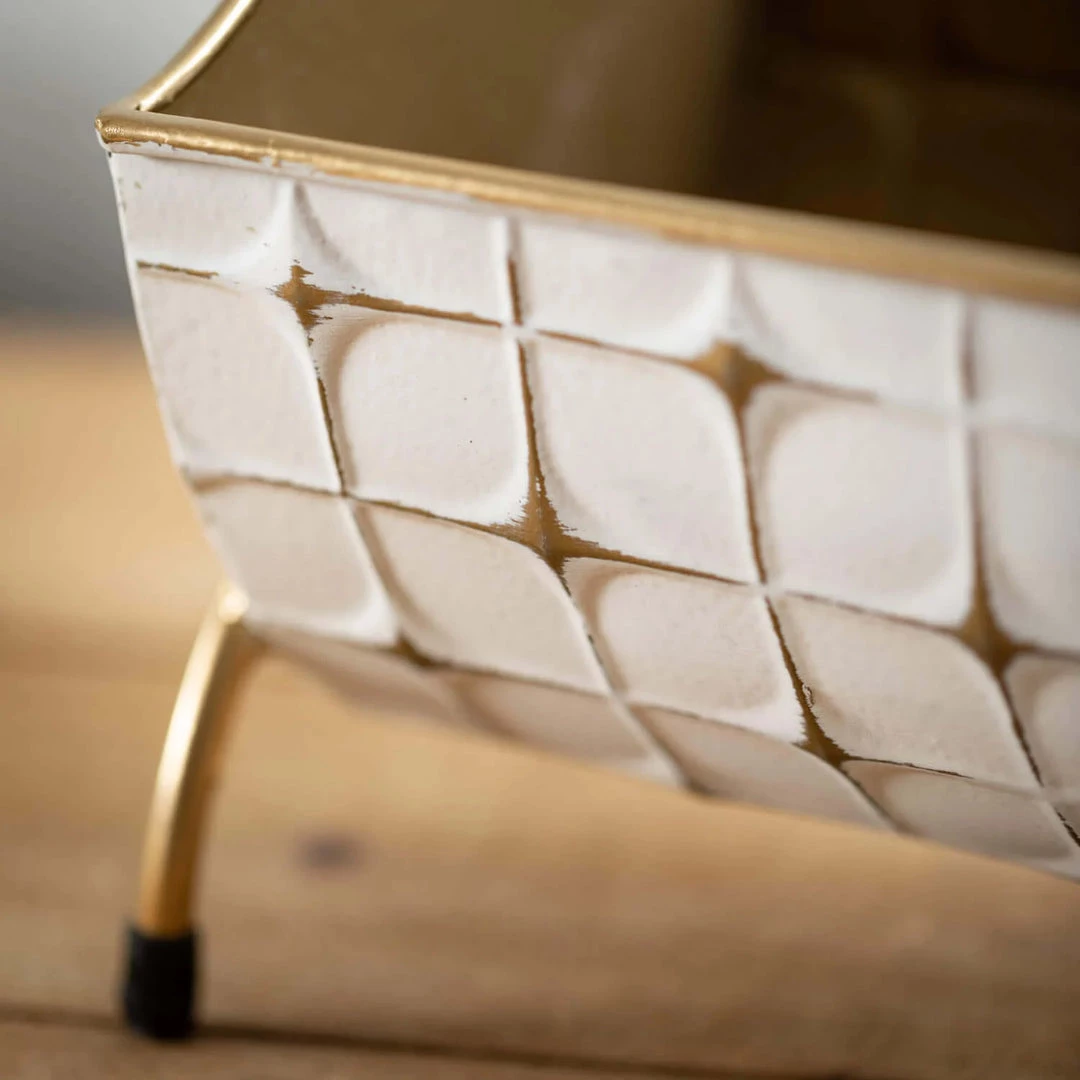 Inspire Me! Home Decor Indoor/Outdoor Gold And White Planters (2 Sizes)