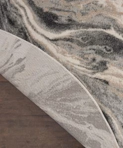 Nourison Elegance Round Area Rug - Grey/Charcoal/Beige (3 Sizes) PILLOWS, RUGS, & THROWS