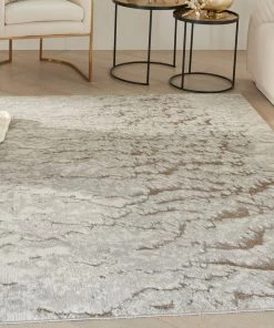 Nourison Metallic Abstract Area Rug Style 2 - Grey/Mocha (4 Sizes) PILLOWS, RUGS, & THROWS