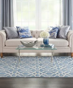 Nourison Joli Area Rug - Blue/White (3 Sizes) PILLOWS, RUGS, & THROWS